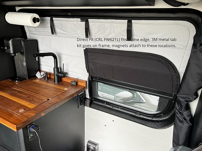 VanEssential Insulated Magnetic Blackout Window Cover Designed for Mercedes-Benz NCV3 & VS30 Crew Window FW621L Direct Fit Cover - Charcoal Gray