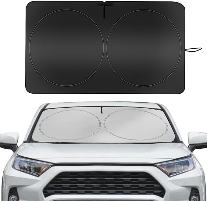 YUGUANG Car Windshield Sun Shade, Blocks Heat and Sun, Keep Cars Interior Cool, Foldable 240T Thickened Automotive Sunshade Cover for Car SUV Truck Front Windshield (59''x 31.5'')