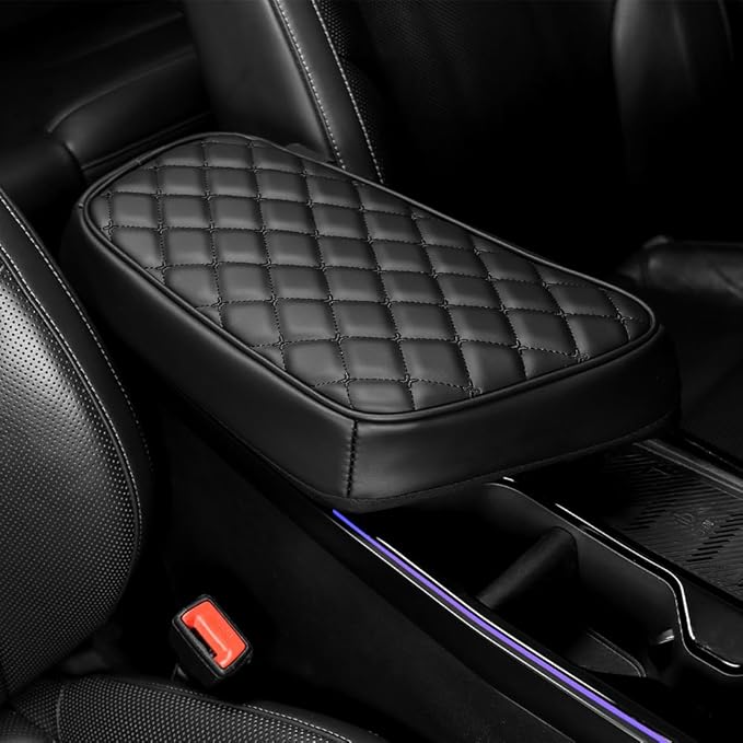 Car Armrest Cushion Cover Compatible with KIA EV6 2022-2026 Accessories, Leather Center Console Armrest Pad(Black)