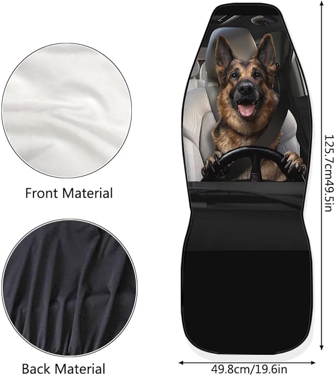 ELEQIN Car Seat Covers, Funny German Shepherd Seat Cover Front Car Seat Cushion, Front Auto Protector Universal Fit Most Cars, Automotive Interior Accessory