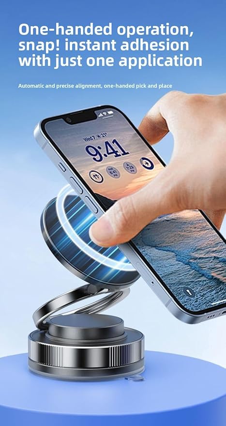 Upgraded adjustable vacuum magnetic car phone holder, strongest suction cup phone holder, 360° foldable car holder, suitable for cars/mirrors/smooth surface, compatible with iPhone and Android (White)