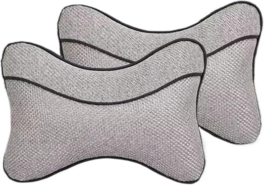 Car Headrests Cervical Neck Pillow Head Cushion Memory Foam Cotton Fit for Seat Waist Lumbar Support(Gray)