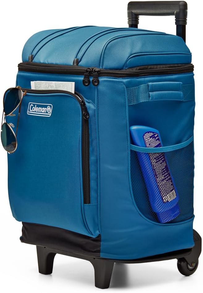 Coleman 42-Can Soft Rolling Cooler with Wheels, Leak-Proof Portable Insulated Chiller with 12+ Hour Ice Retention, Made with Recycled Materials