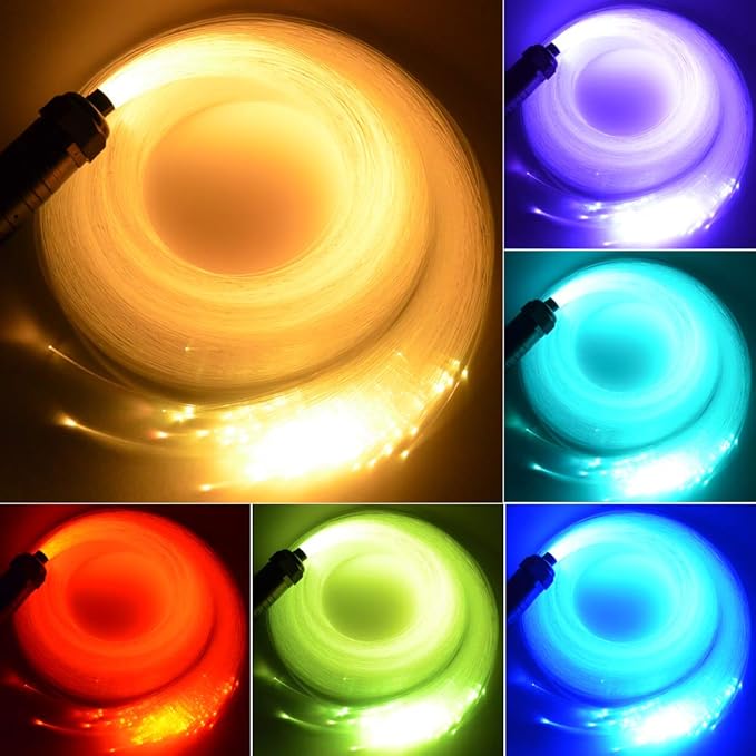 LED Fiber Optic Star Ceiling Light Kit for Car or Room 6W RGBW with Music Mode Remote Controller 300 Strands 0.75mm/0.03in 2m/6.5ft Starlight Headliner Kits