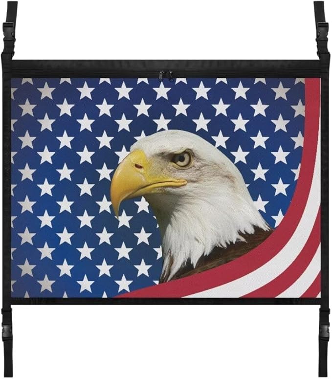 Eagle USA Flag Car Roof Storage Bag Car Seat Organizer Roof Storage All Car Storage Organizers Large Capacity Storage for Small Items