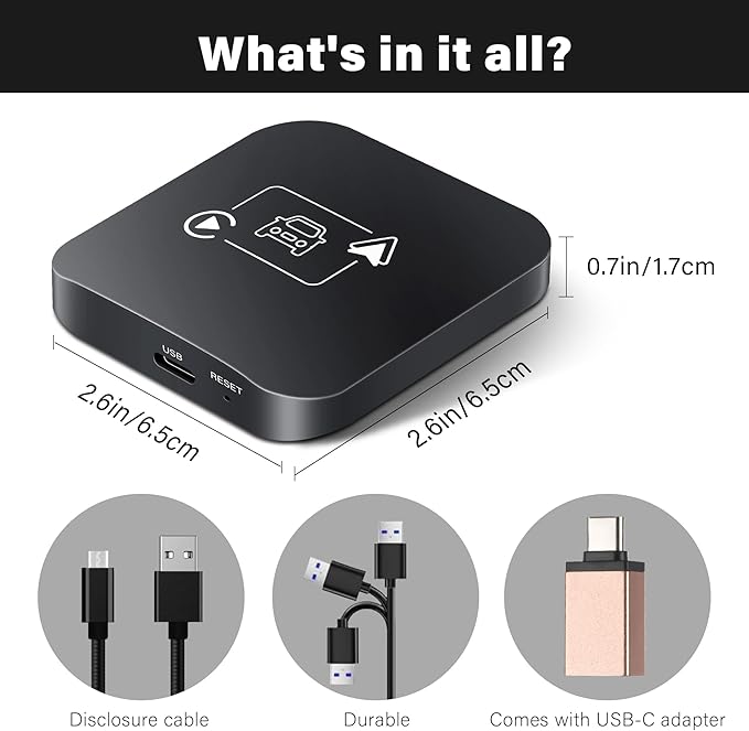 Wireless CarPlay Adapter 2 IN 1 Plug and Play Wired to Wireless Car Play Adapter Android Auto Dongle, Aux Compatible All Car Models Smart Carplay Box Support iPhone 6+/iOS 10+/Android 11.0+