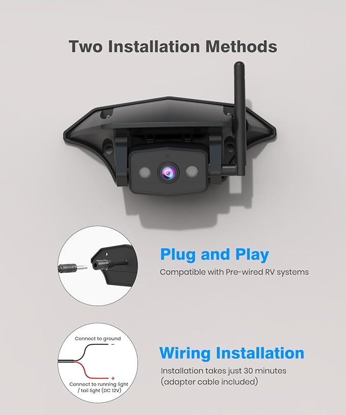 AUTO-VOX 8.2'' RV Backup Camera Wireless: Compatible with Pre-Wired RV, 1080P HD Monitor with CarPlay, Voice Control, IR Night Vision, DVR Recording Back Up Camera for Camper, Trailer, Motorhome