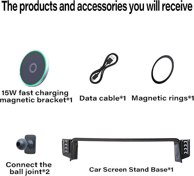 Car Phone Holder for Toyota Grand Highlander/Grand Highlander Hybrid 2024 2025 2026 Accessories Apply to 12.3 Inch Touchscreen 15W Fast Wireless Charger Screen Fixed Clip Cell Phone Mount