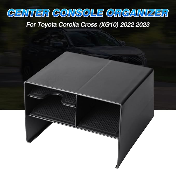 Autorder Center Console Organizer for Toyota Corolla Cross 2022 2023 2024 2025 Without Wireless Charger Accessories Armrest Storage Box Secondary Insert Tray Black(Not for Corolla)