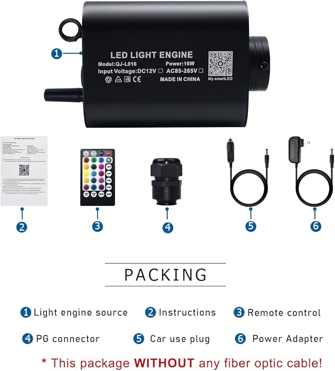 AKEPO 16W Bluetooth APP Control Fiber Optic Light Source, RGBW lamp Beads + Music Activated + 28-Key Remote Control for Car Headliner Stars Home