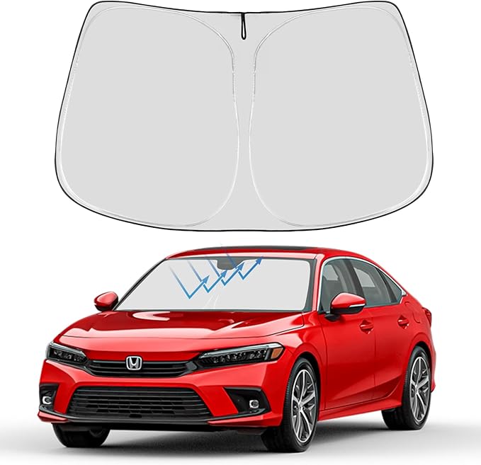 Proadsy 2026 Upgrade Windshield Sun Shade Custom Fit Honda Civic 2022-2025 2026 (Not for 2022 Sport) 4-Layer Foldable Front Sunshade Protector Sun Visor Blocks UV Rays Keep Car Cooler
