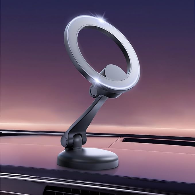 Fits MagSafe Car Mount for Universal Dashboard & Tesla Screen Zinc Alloy Foldable Hands-Free iPhone Car Mount Super Stable Car Mount for iPhone 15 Pro Max 14 13 12&All Phones