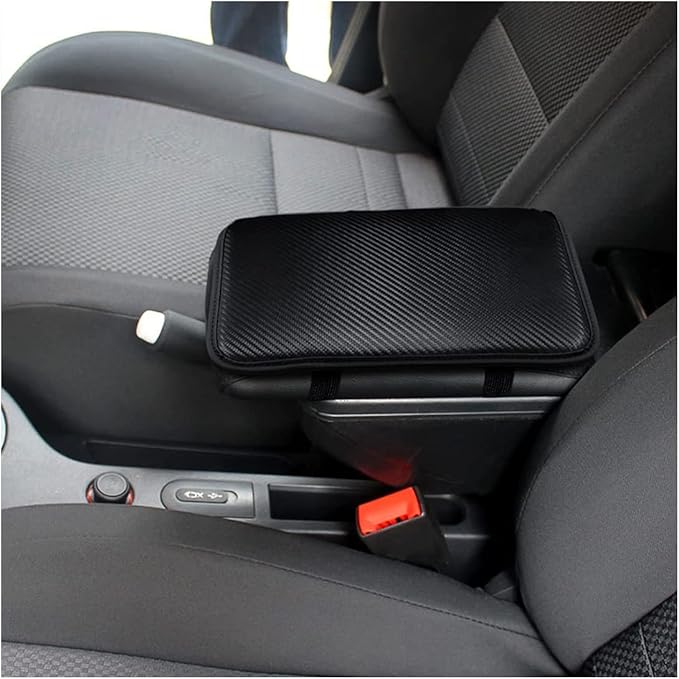 Ziciner Leather Car Center Console Armrest Pad, PU Waterproof Auto Seat Box Cover Protector, Hand Rest Cushion Protection Pad, Vehicles Interior Accessories Universal for Car,SUV (Carbon Fiber)