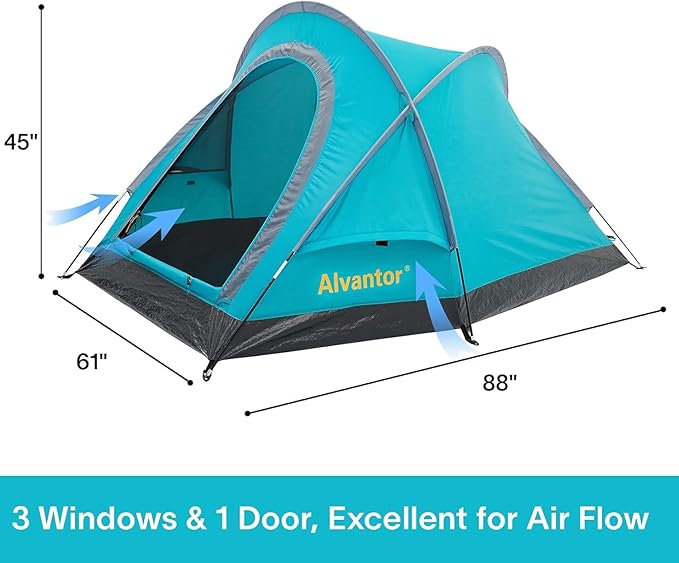 Alvantor® Beach Tent Beach Umbrella Outdoor Sun Shelter Cabana Automatic Instant Pop-Up UPF 50+ Portable Beach Shade Camping Fishing Hiking Canopy Easy Set Up Light Weight Windproof for 2-3 Person