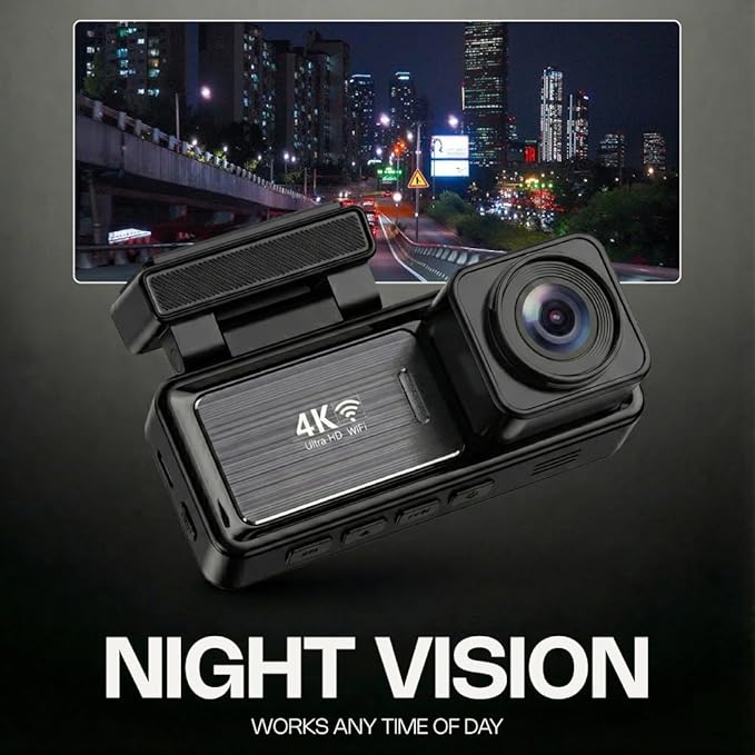 Pentro 4K Dual Dash Cam Front and Rear – UHD 2160P & 1080P Car Camera with WiFi – 64GB SD Card Included – Night Vision, G-Sensor, Parking Mode & Loop Recording – 170° Wide Angle