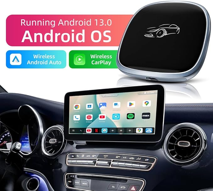 [4G+64G] Android 13-Wireless-CarPlay-Ai-Box,Plug&Play Wired to Wireless Adapter Magic CarPlay Box for Netflix/YouTube/TikTok,Support Local 4G SIM Card,Split Screen,GPS Navigation