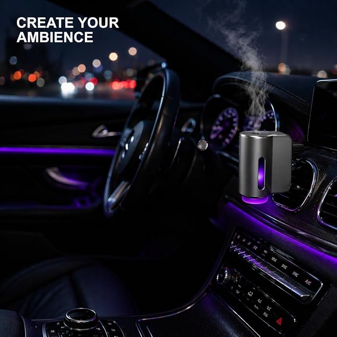 Smart Car Air Freshener, 3 Levels of Adjustable Intensity, Aroma Rechargeable Aroma Diffuser, Adjustable Aroma Diffuser, 220mAh Built-in， Fresh+Intense+Ocean Perfume