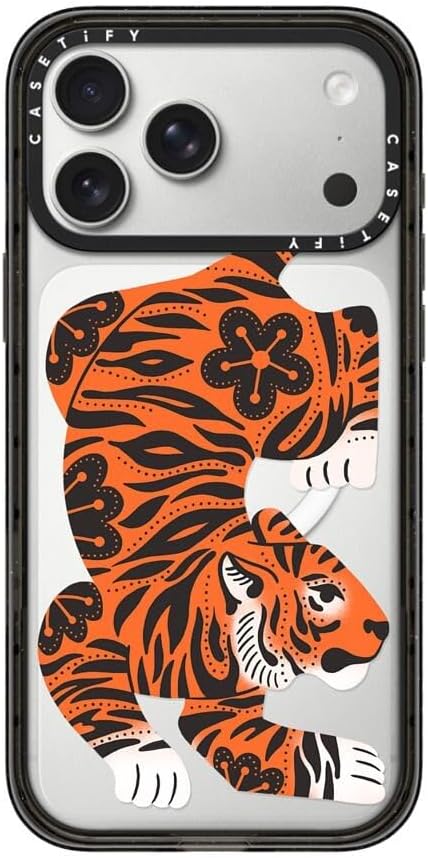CASETiFY Impact iPhone 17 Pro Max Case [Slim/Compatible with Magsafe / 8.2 ft. 4X Military Grade Drop Protection] - Fierce Tiger - Clear Black
