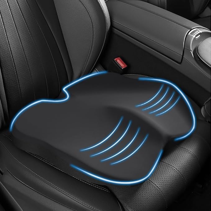 Adult Car Booster Seat Cushion, Memory Foam Car Seat Cushions for Driving, Non-Slip Automotive Seat Cushions for Sciatica & Lower Back Pain Relief
