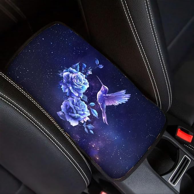 Coldinair Hummingbird Floral Car Center Console Pad Soft Armrest Protector Cover Fit for Most Vehicle,SUV,Truck,Car Interior Accessories Decor