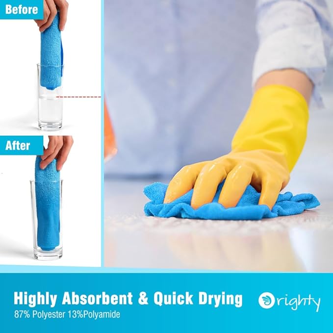 Orighty Cleaning Cloths Bulk, 200 Pack Shop Rags Reusable, Multi-Purpose Shop Towels for Cars, Microfiber Cleaning Rags for Automotive, Mechanic, Kitchen, Lint Free Towels 11.5’’ x 11.5’’, Blue