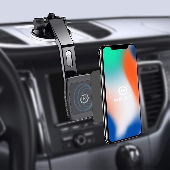 WixGear Magantic Mount, Universal Dashboard Curved Magnetic Phone Car Mount Holder for Cell Phones and Mini Tablets with Fast Swift-snap Technology, Magnetic Cell Phone Mount