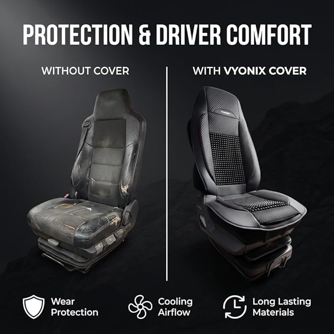 Semi Truck Beaded Seat Covers, Cooling Car Seat Cushion for Back Support, Anti-Sweat Seat Covers for Trucks, Universal Fit for Volvo, Kenworth, Freightliner, Improved Comfort & Durability