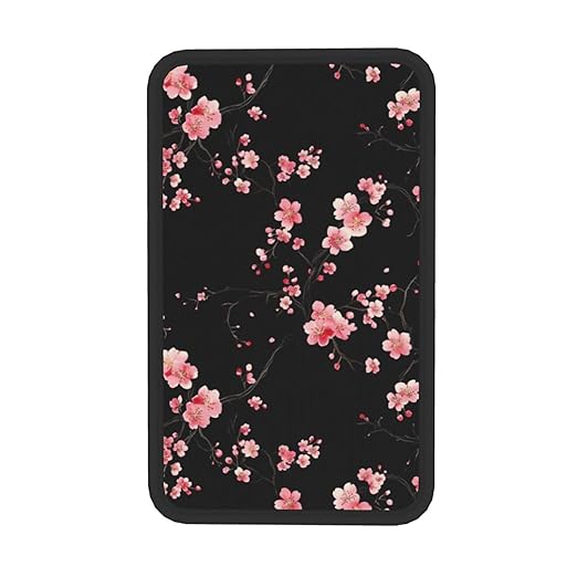 Nice Sakura Blossom Black Car Auto Armrest Cushion Cover Accessories Center Console Seat Box Pad Protector Universal Decoration for Most Vehicle SUV Truck