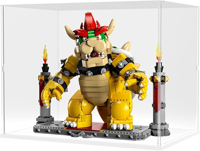Choowin Acrylic Display Case for Lego Notre Dame 21061 for Lego Bowser 71411 for Lego X Mansion 76294 Thickened Clear Acrylic Display Cases for Collectibles Assemble Dustproof Display Box(White Base)