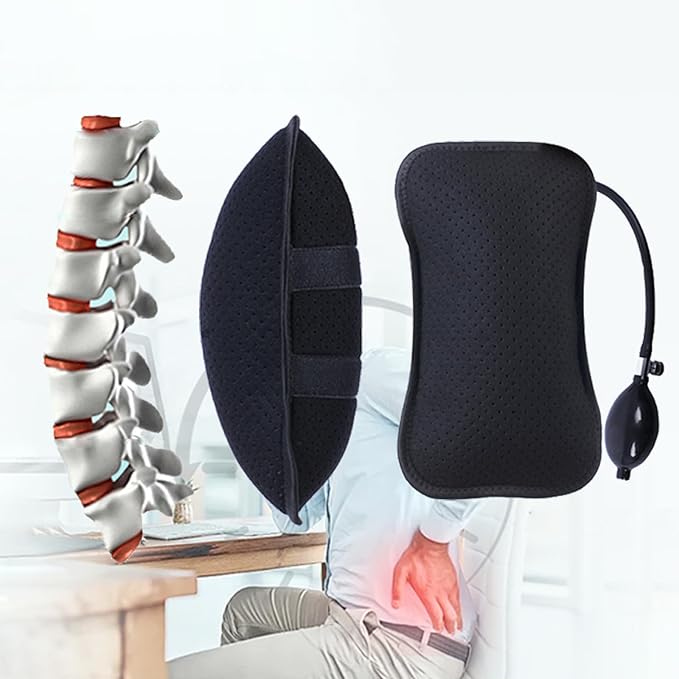 OhMill Inflatable Back Supports Lumbar Support Cushion Lumbar Support Pillow Car Seat Cushion Back Pain Car Seat Pillow