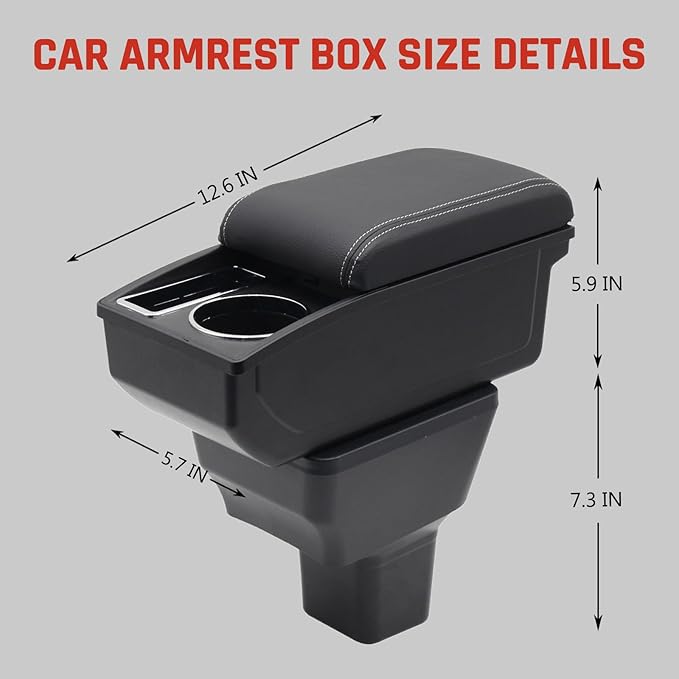 YJYWZH Car Armrest Box for Nissan Kicks Accessories 2016-2021 Center Console Storage Organizer Double Layer Space with Cup Holder Mobile Phone Holder (White Thread)