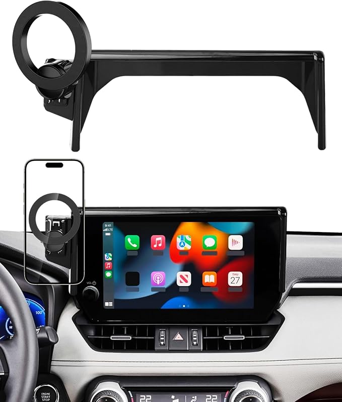 PZK Car Phone Holder for Toyota RAV4 2019 2020-2023 2024 2025 Hybrid LE/XLE/Premium Accessories 7/8-Inch Screen 360° Rotation Phone Mount Compatible with Magsafe Not Affect Vent (Not fit 9/10.5 inch)