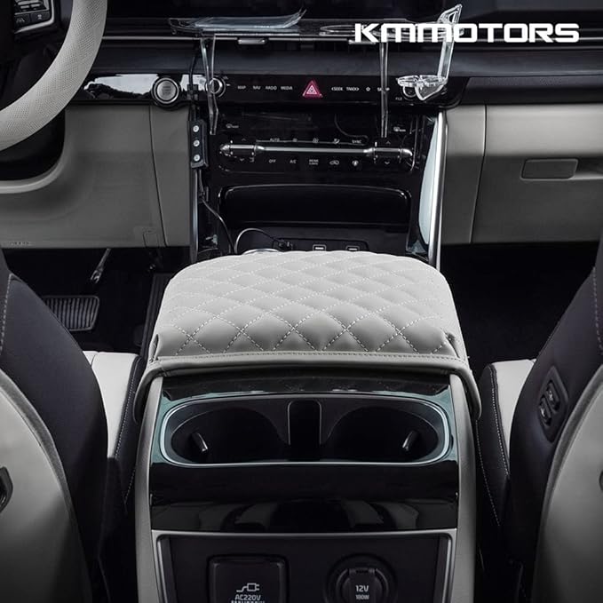 KMMOTORS Carnival KA4 2020-2025 Center Console Cover, Armrest Cushion, Console Protector, Carnival Accessories (Carnival KA4, Light Gray)