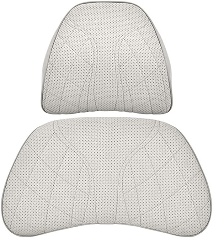 for Chevy Silverado 2007 2008 2009 2010 2011 2012 2013 Leather Car Seat Headrest Lumbar Cushion, Lumbar Support Pillow for Car,for Driving Traveling Relieving Neck Fatigue,3-A Beige