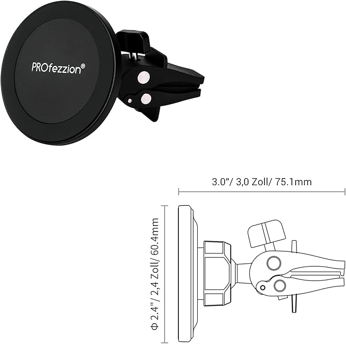 PROfezzion 2-Pack Compatible with MagSafe Car Vent Mount, Magnetic Car Vent Holder for iPhone 17 16 15 14 13 12 Pro Max Plus, Mag-Safe Case & All Phones [Metal Vent Clip & Easily Install]