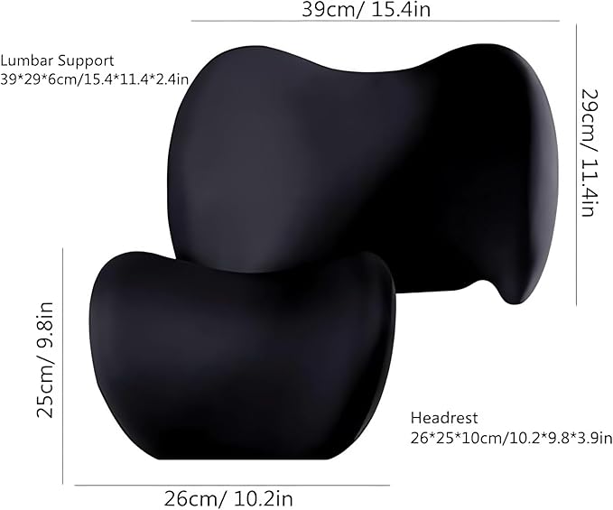 Car Headrest & Lumbar Support Cushion 2025 Upgrade Comfort Memory Foam Car Backrest and Neck Pillow Ergonomic Car Headrest & Lumbar Support for Driving Car Support Cushion for Office Chair Car (Gray)