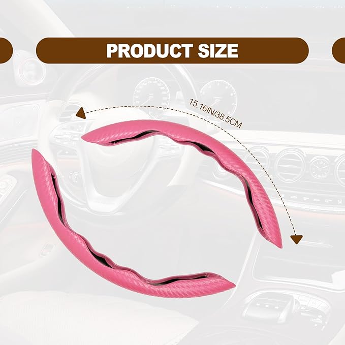 Car Interior Accessories Butterfly Steering Wheel Cover Car Carbon Fiber Anti-Skid Steering Wheel Cover (PINK)
