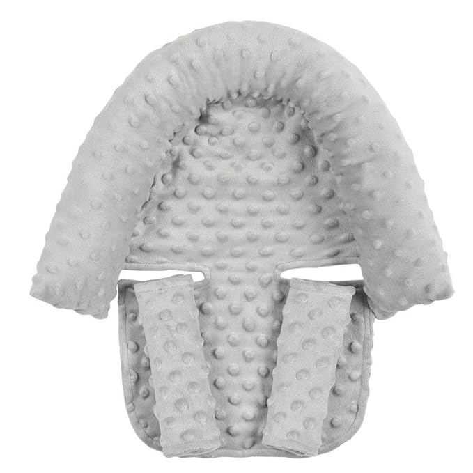 Baby Carseat Headrest and Strap Covers,Baby Carseat Head Support & Carseat Neck Cover,Infant Head Support Pillow, Toddler Headrest Pad for Carseat Strollers Carrier,Grey