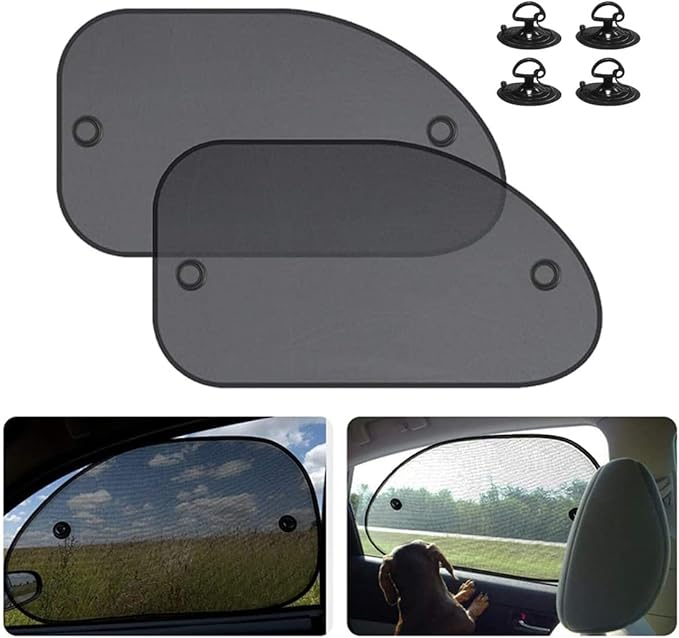 2 Pack Universal Car Window Shade, Cling Sunshade - Sun, Glare and UV Rays Protection for Your Child - Baby Side Window Car Sun Shades, Blocks Over 98% of Harmful UV Rays (Large)