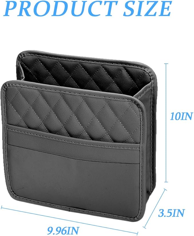 Car Seat Back Organizer, Leather Multipurpose Collapsible Vehicle Backseat Hanging Bag, Portable Automotive Interior Seat Storage Organizer, Universal for SUV RV Truck (Black)