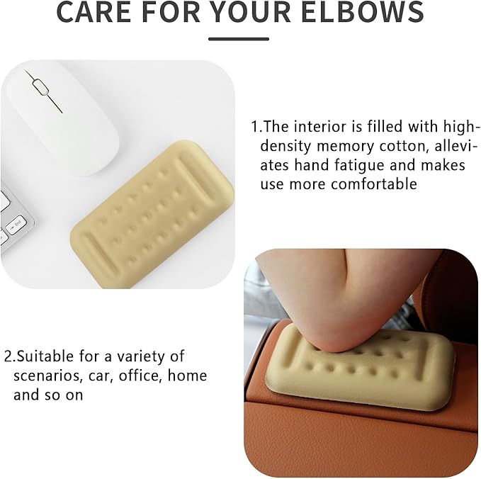 2PCS Car Arm Rest Elbow Pads,Comfortable Car Arm Rest Cushion with Memory Foam Pad for Arm Support,Universal Car Interior Accessories Car Door Armrest Pad (Beige)