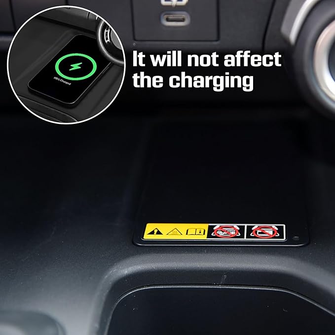 Wireless Charging Anti-Slip Mat Compatible with 2024 2025 Toyota Grand Highlander, Silicone Phone Charging Pad for Center Console, Heat-Resistant Non-Slip Protective Accessory