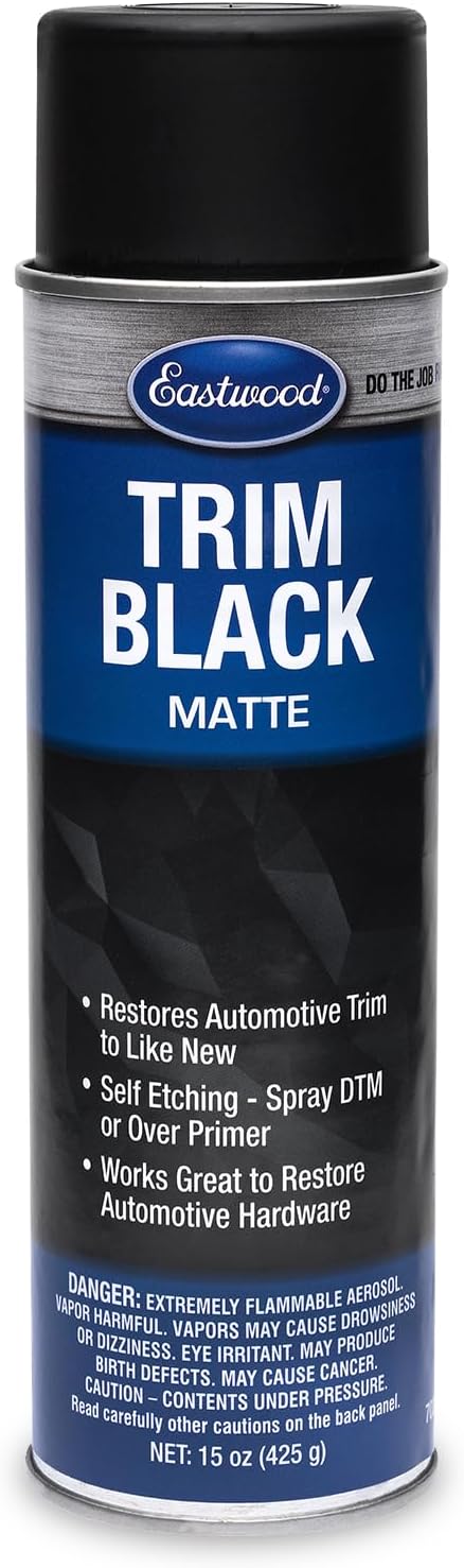 Eastwood Automotive Black Trim Restorer Aerosol Spray | Long Lasting Car Exterior Black Trim Restoration | Instantly Revives Color and Shine for Car Trims, Bolts & Screws | 15 Oz Semi-Gloss Finish