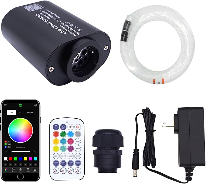 Starlight Headliner Kit Fiber Optic Lights Star Lights for Car with Remote APP Control Twinkle Music Mode RGBW Sound Activated 400Pcs*0.03in*9.8ft