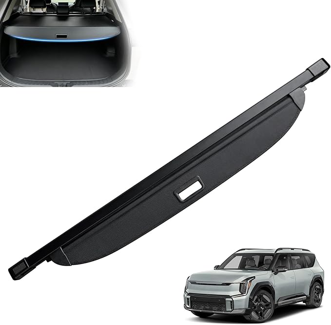 MIALUTY® Cargo Cover for 2024 2025 2026 Kia EV9 Retractable Trunk Cover EV9 Accessories Anti-Peeping Anti-Theft Privacy Screen,Trunk Luggage Shield Shade Carbon Fiber Texture