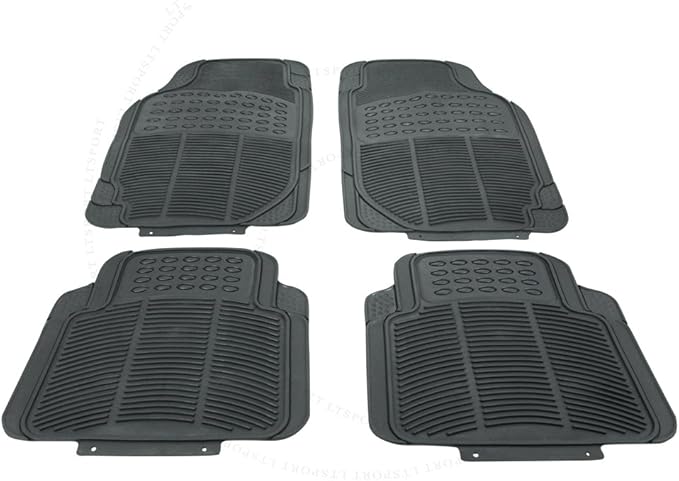 4pcs Waterproof Rubber Floor Mats All Weather Deep Dish Liner Carpet Trimmable
