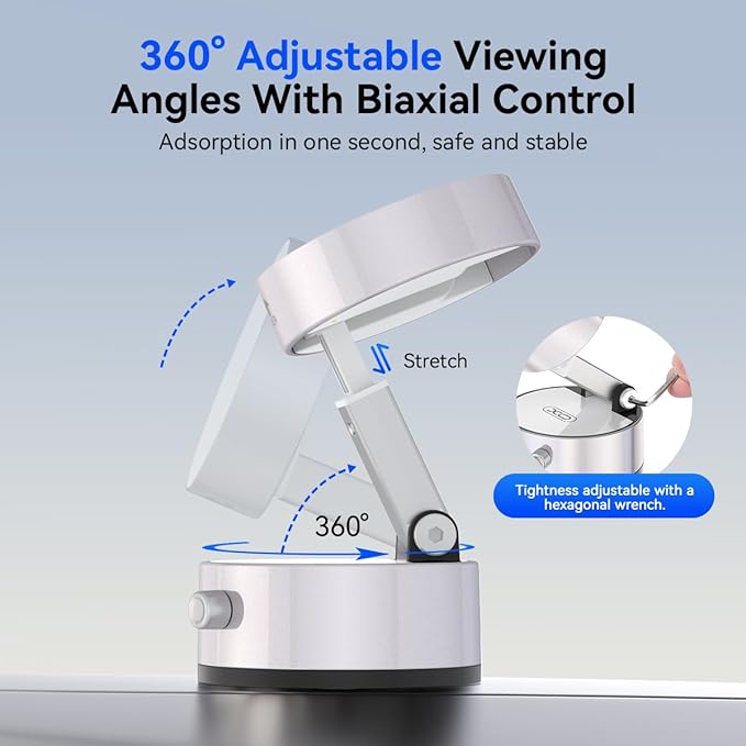 Vacuum Magnetic Suction Phone Holder,Upgraded 360° Adjustable Suction Cup Car Phone Mount,Hands-Free Cell Phone Holder for Car/Gym/Mirror/Smooth Surface,Compatible with iPhone 16/15/14/13/12 （white)