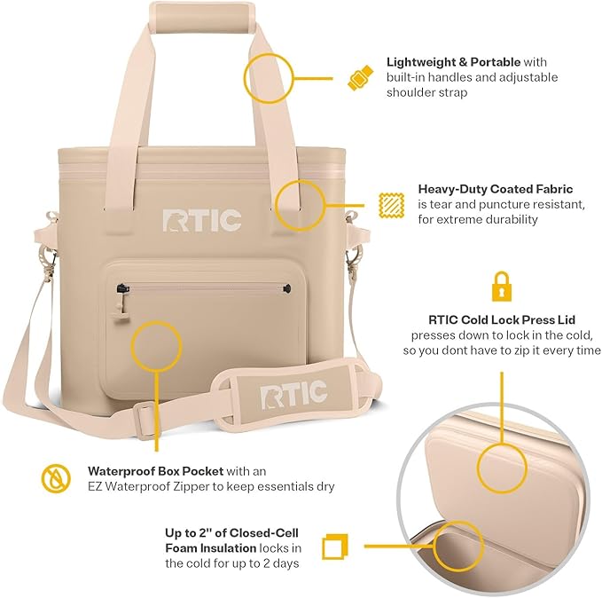 RTIC 30 Can Ultra-Tough Soft Cooler Pro, Insulated, Waterproof, Leak Proof, Portable Floating Bag for Beverage, Drink, Lunch, Outdoor, Beach, Car,Camping, Picnic, Fishing, Boat