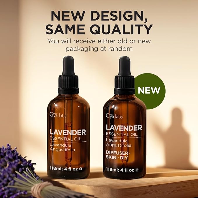 100% Pure Lavender Essential Oil - 4 Fl Oz - Lavender Oil for Hair, Skin, Diffuser, Aromatherapy & DIY Candle Making Scent