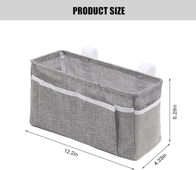 Car Seat Back Organizer, Linen Hanging Self-Adhesive Vehicle Backseat Storage Bag with Multiple Pockets, Auto Caddy for Book Water Bottle Holder, Universal for SUV, Truck, Van (Light Gray)